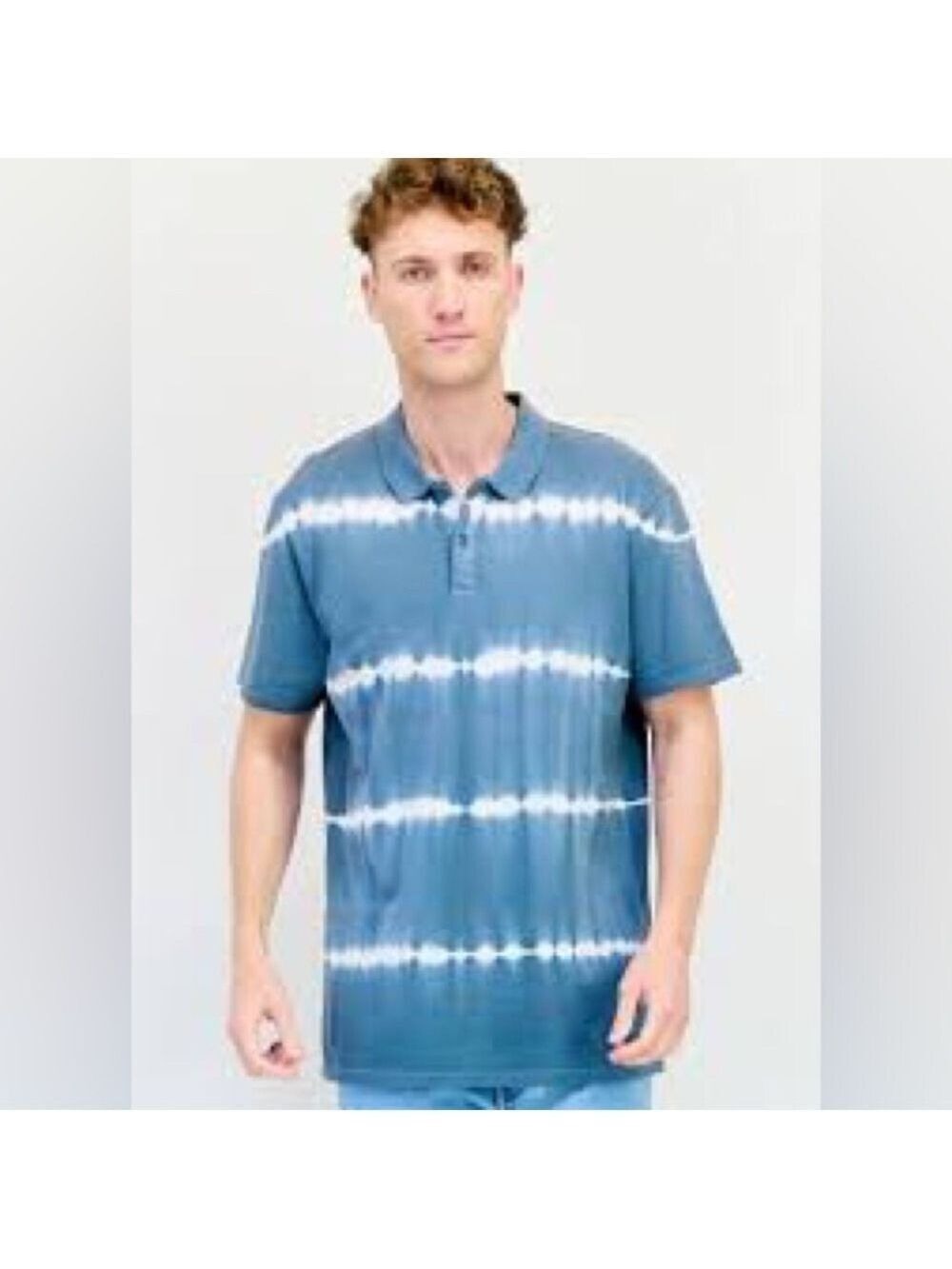 Aeropostale Blue Tie-Dye Polo Shirt Sz Large